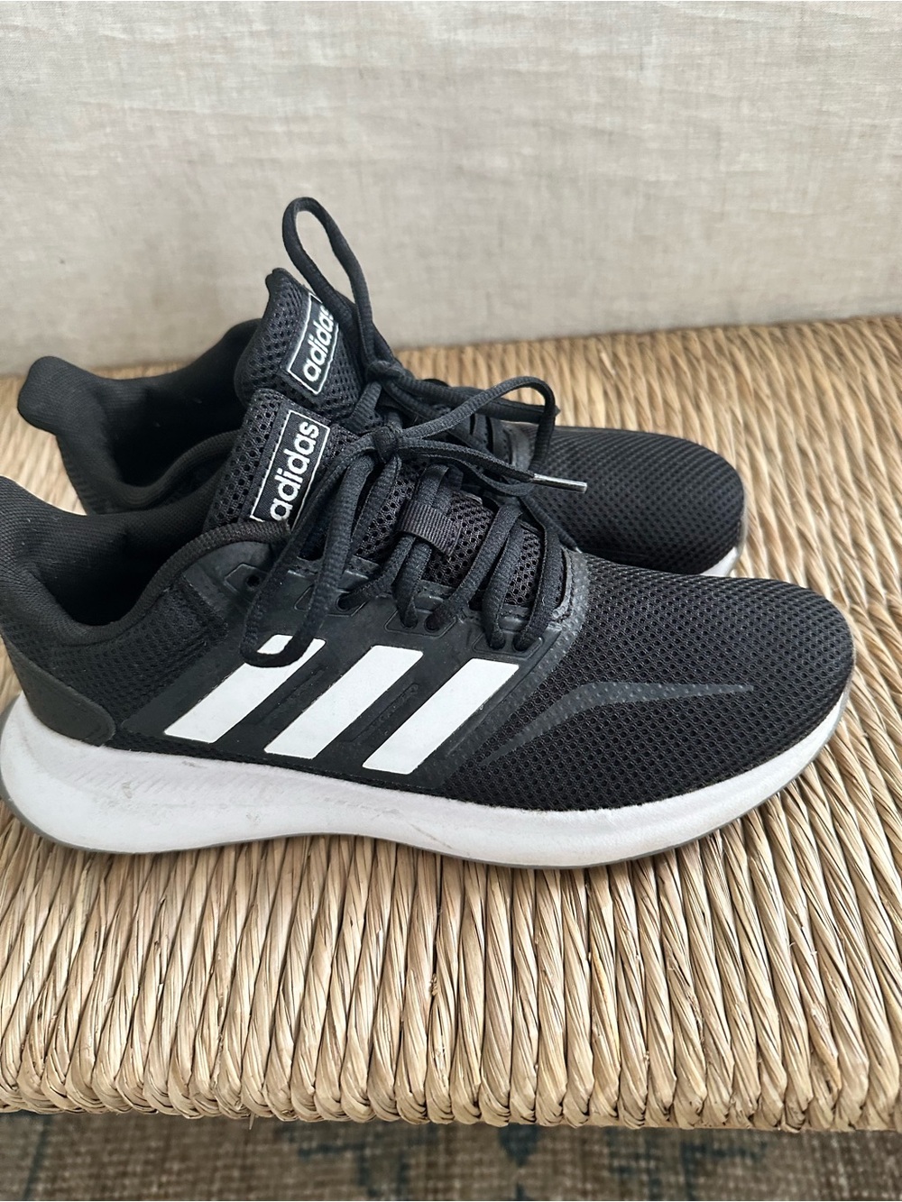 adidas Women’s Black and White Lace-Up Athletic Sneakers - Picture 2 of 7